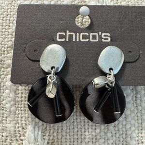 0253-Chico's Black and Silver Earrings